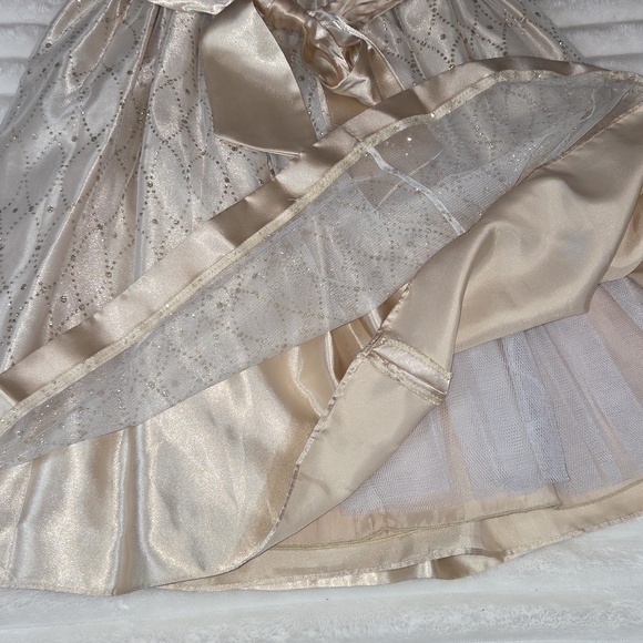 LOVE Girls NEW Size 8 Sleeveless Champaine Gold & White Sparkle Party Dress - Picture 7 of 8